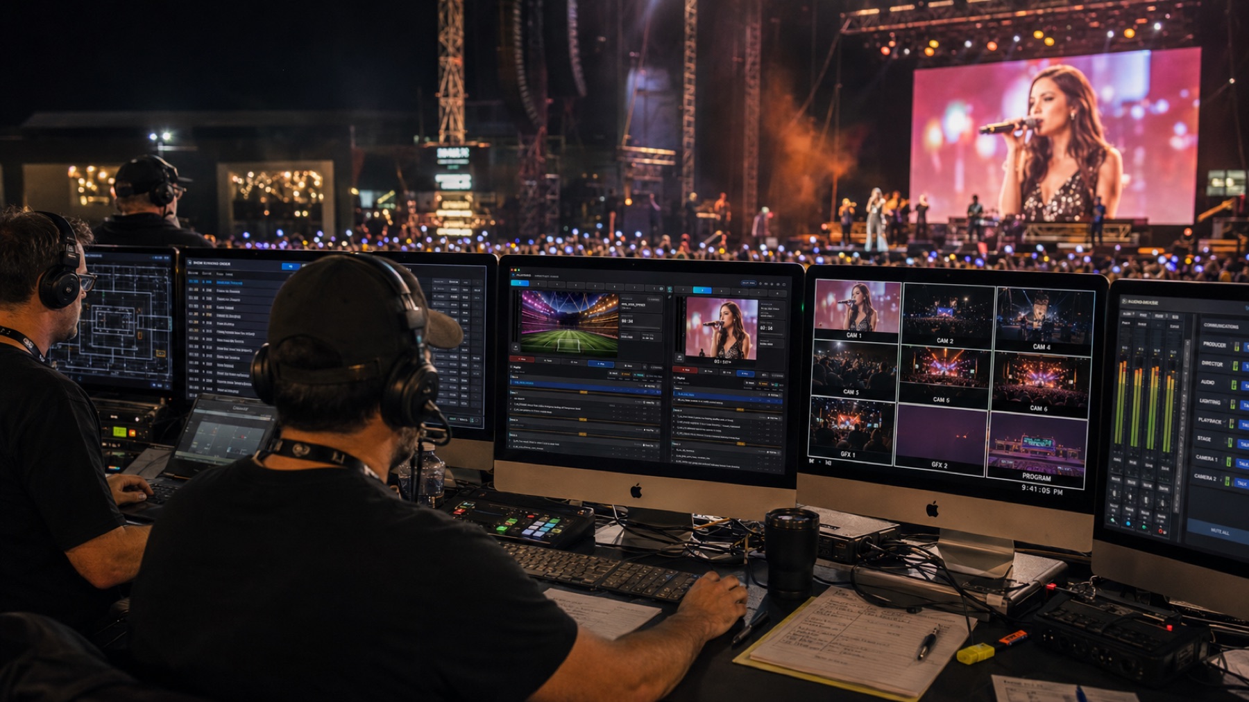 Playgird driving screens at a live show